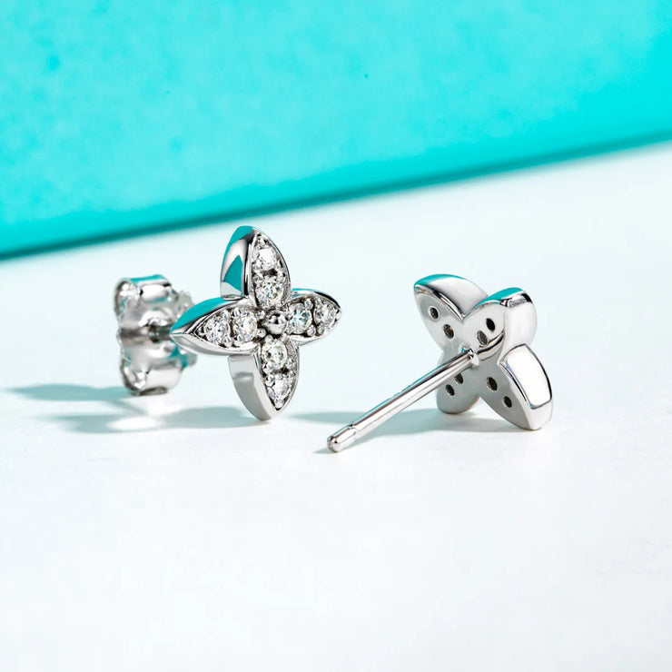 1.5mm D Color Moissanite Cross Stud Earrings.