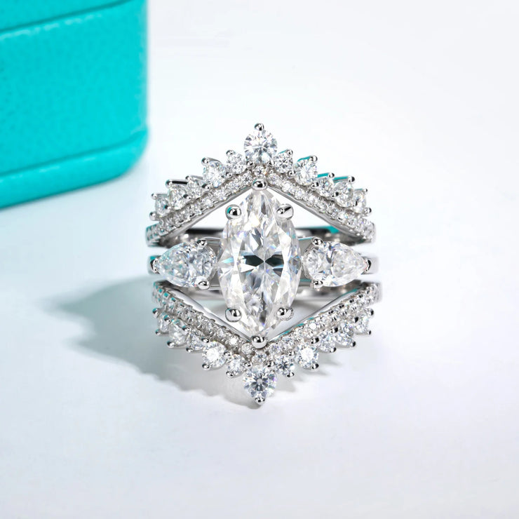 4 CTTW Marquise Cut D Color Moissanite Engagement Ring.