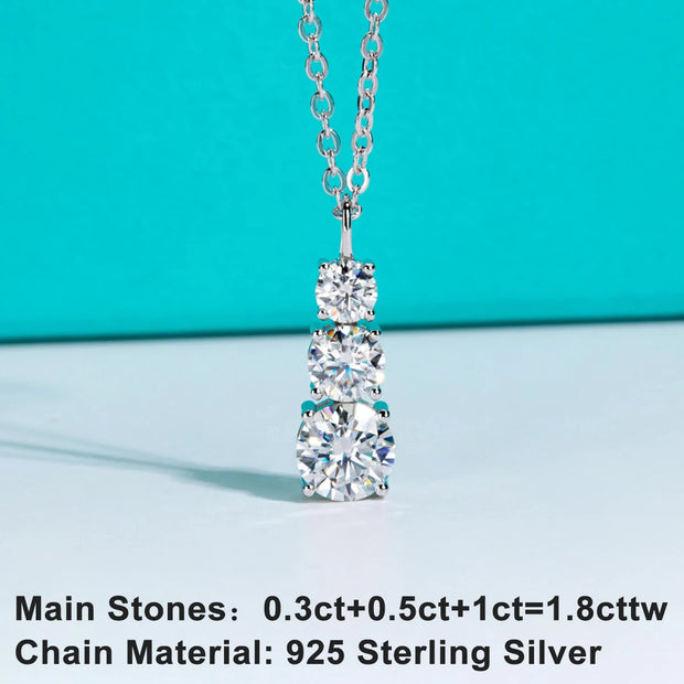 1.8cttw D Color Moissanite Pendant Necklace.