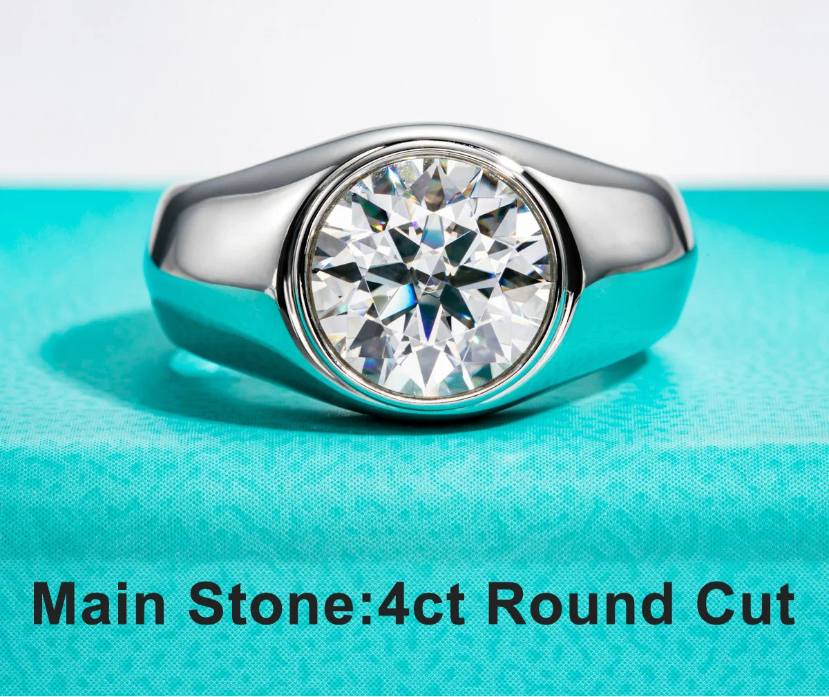 4 CT D Color Moissanite Men's Ring