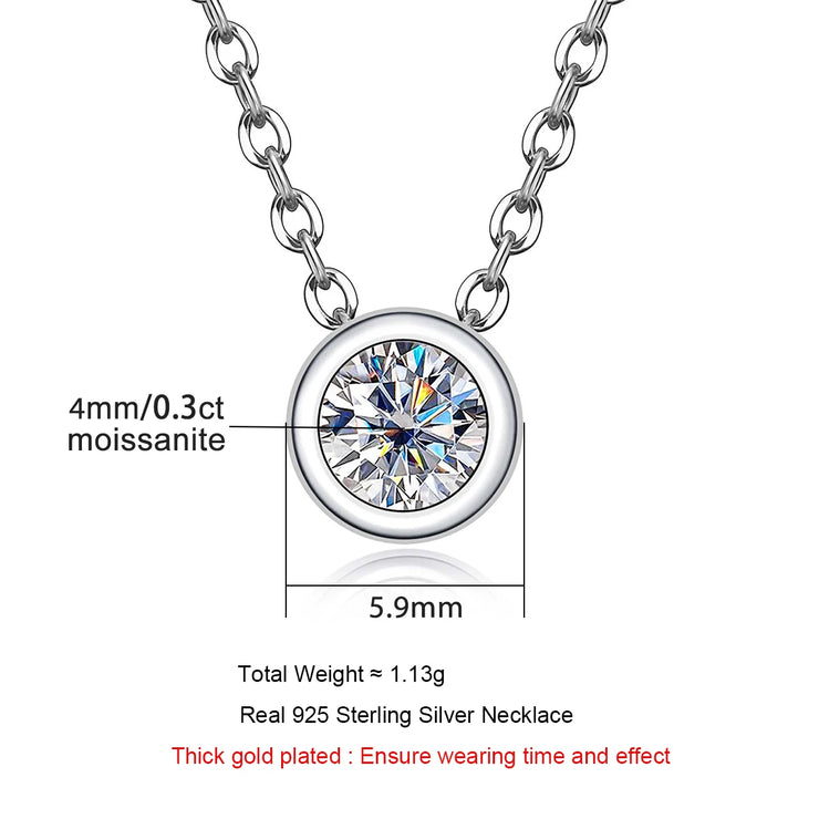 4mm D Color Moissanite Round Cut Necklace | S925.