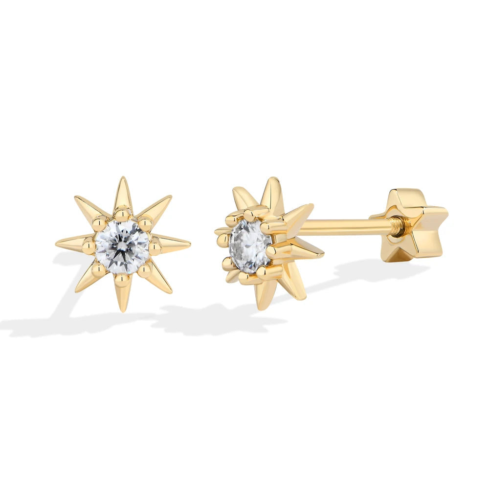 VVS1 D Color Moissanite Starburst Stud Earrings