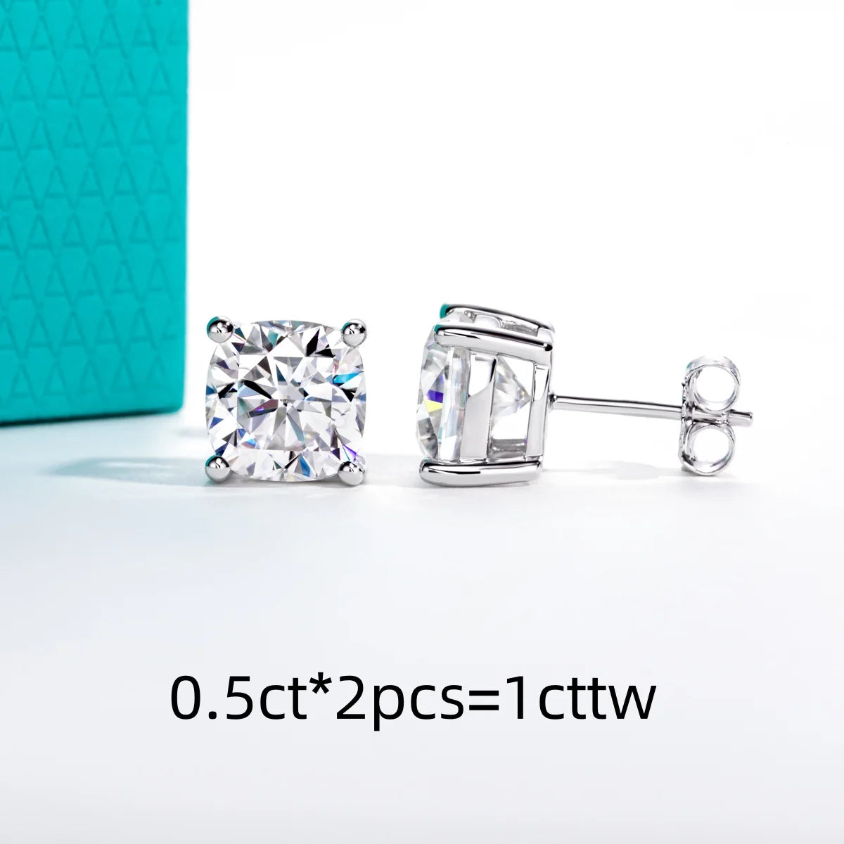 VVS1 D Color Cushion Cut Moissanite Earrings