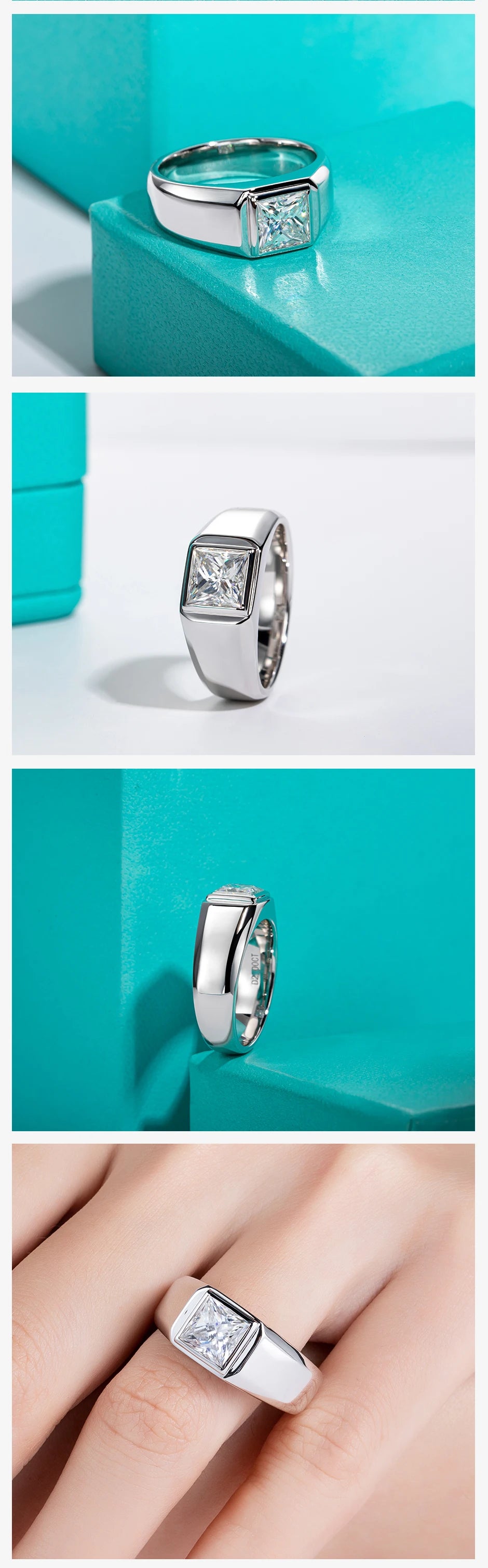 2 CT Princess Cut Men's Moissanite Ring