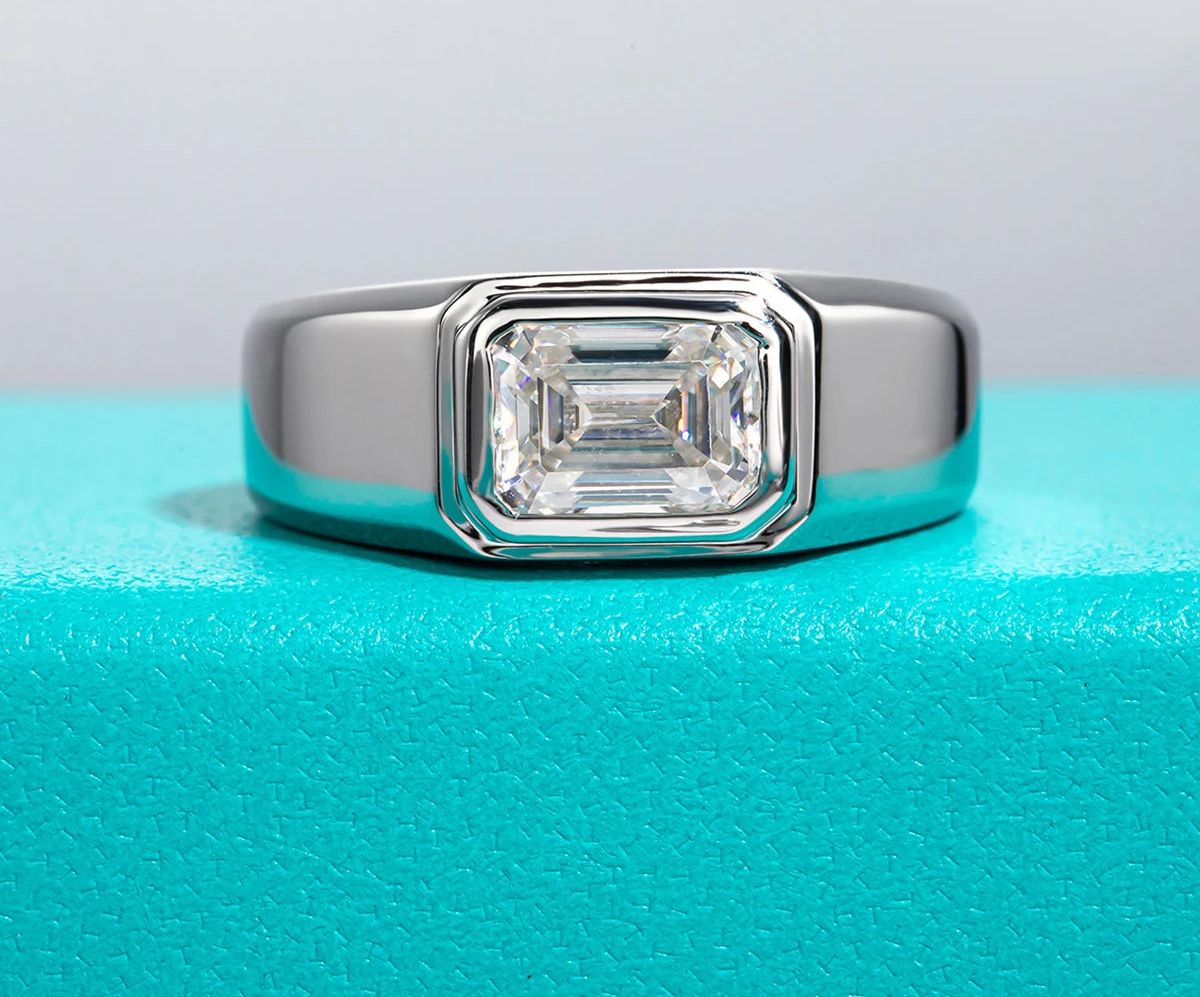 2 CT Men’s Emerald Cut Moissanite Ring