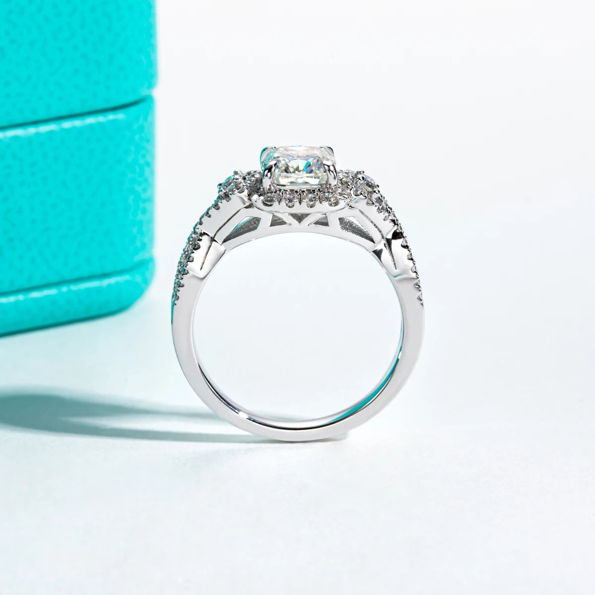 1.434 CTTW Cushion Cut Moissanite Engagement Ring