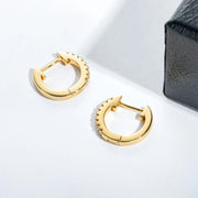 1.5mm D Color Moissanite Huggie Hoop Earrings  - Yellow Gold Plated Huggie Earrings for Women.