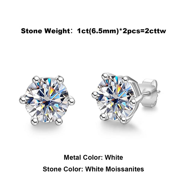 Total 4/2/1ct Moissanite Stud Earrings.