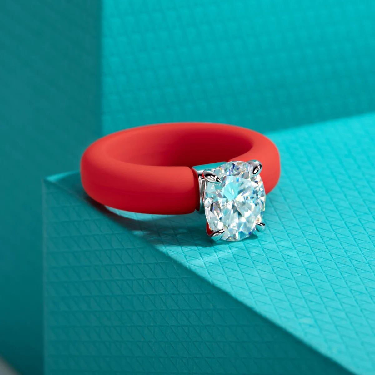 3 CT Oval Cut Moissanite Silicone Ring