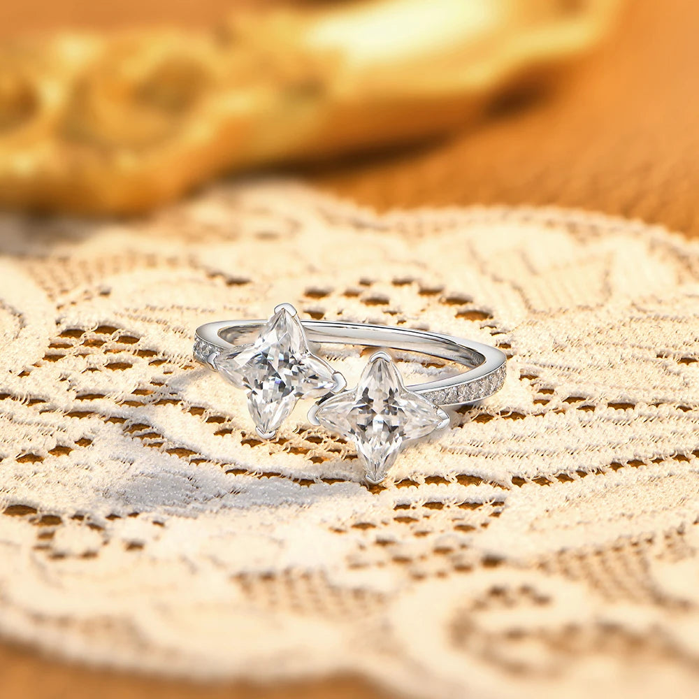 Four Leaf Clover Cut Moissanite Engagement Ring