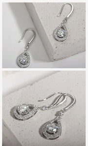 1 Carat Teardrop D Color Moissanite Drop Earrings - 925 Sterling Silver Hook Earrings for Women.