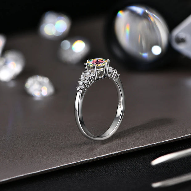 VVSQ D Color 1.0 CT Round Cut Moissanite Ring.