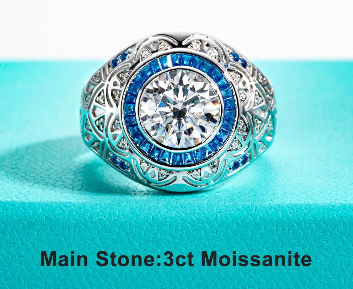 3 CT D Color Moissanite Men's Engagement Ring