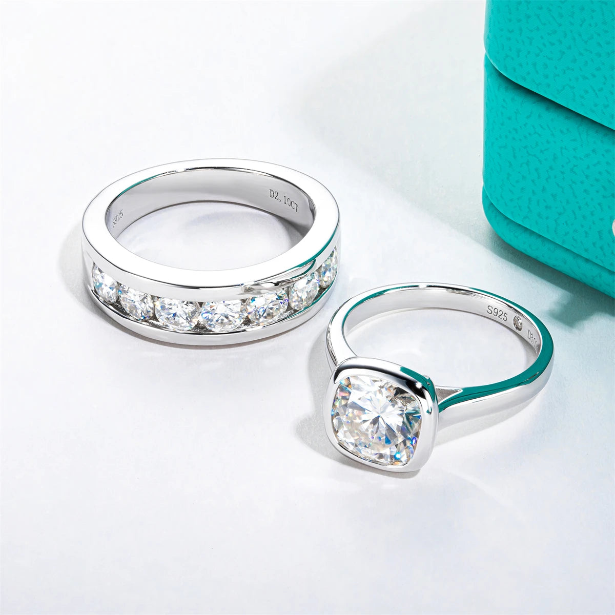 VVS1 D Color Moissanite Couple Rings