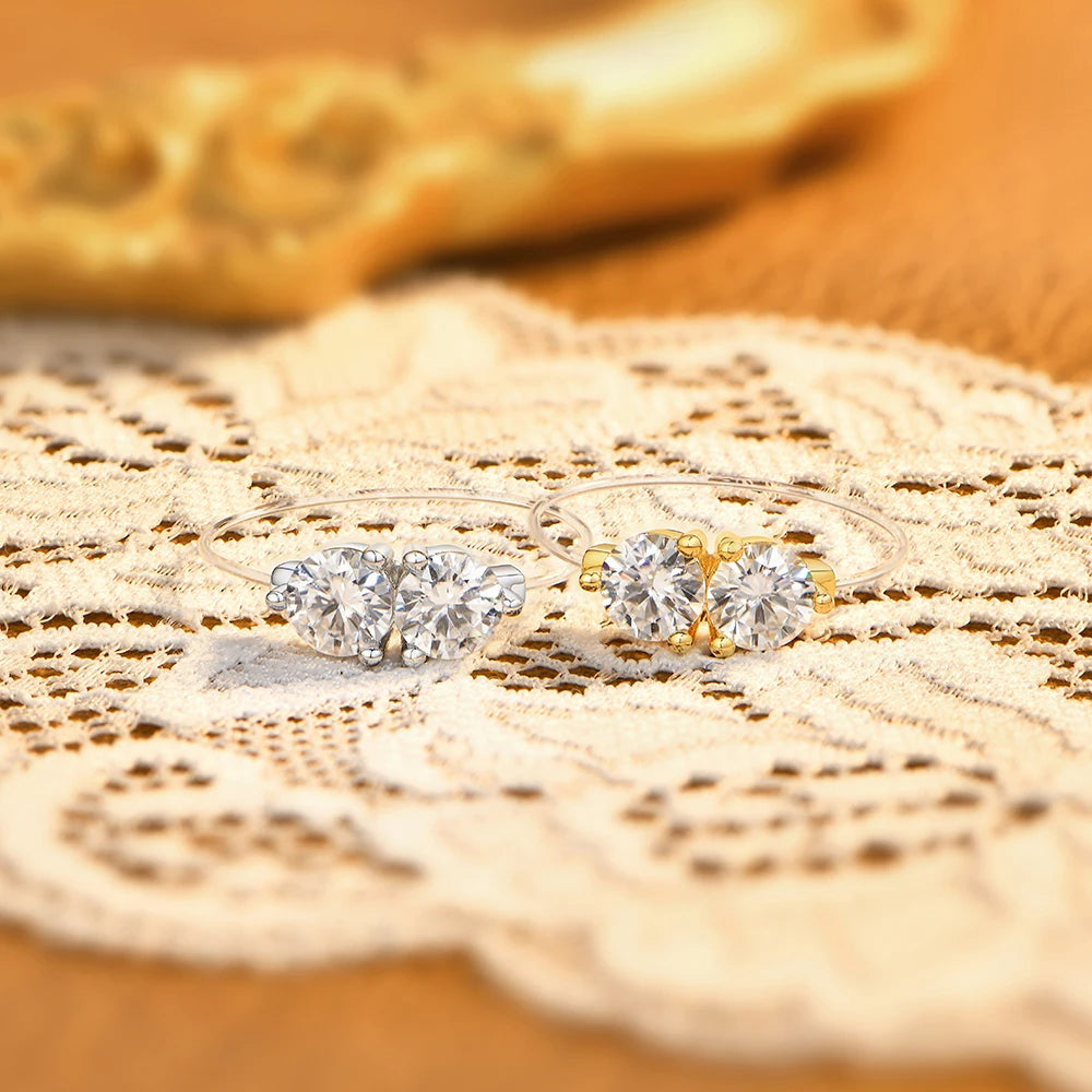 1 CTTW Round Cut Moissanite Fishing Line Ring