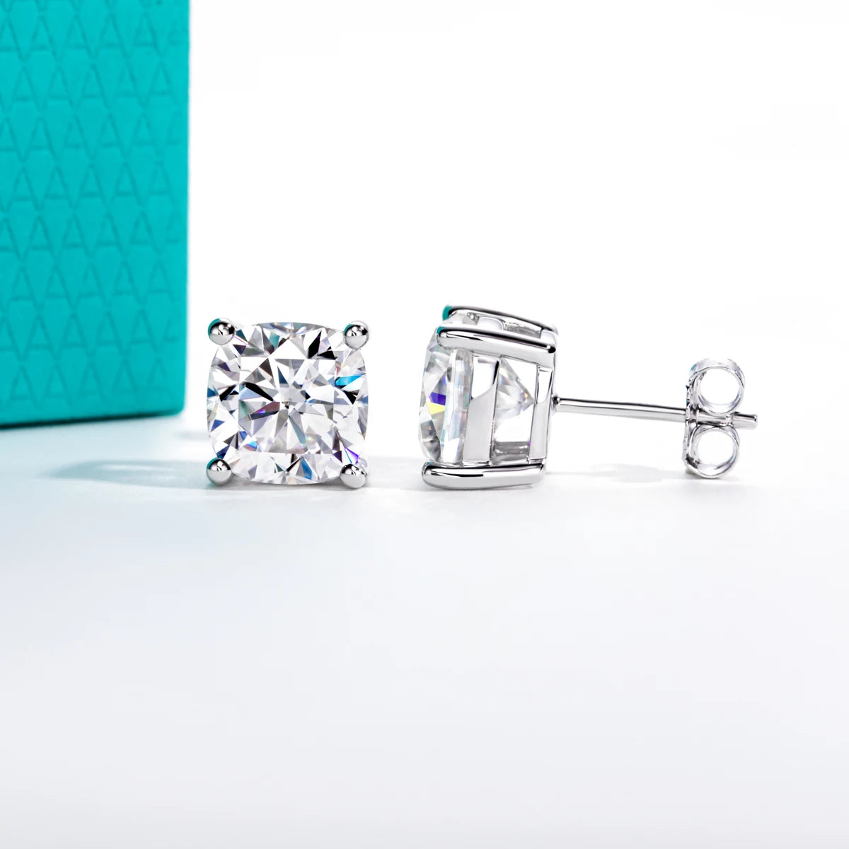 VVS1 D Color Cushion Cut Moissanite Earrings