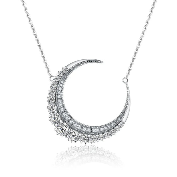 Moon Shaped Moissanite Pendant Necklace | S925.