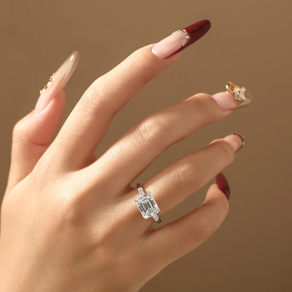 4CT Emerald Cut Moissanite Engagement Ring