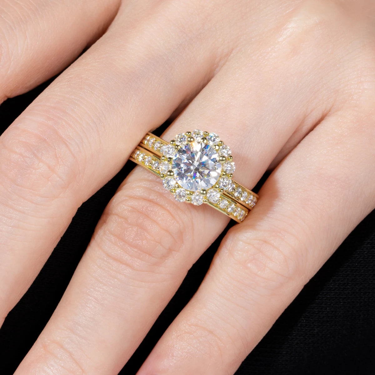 2 CT Round Cut Moissanite Engagement Bridal Ring Set