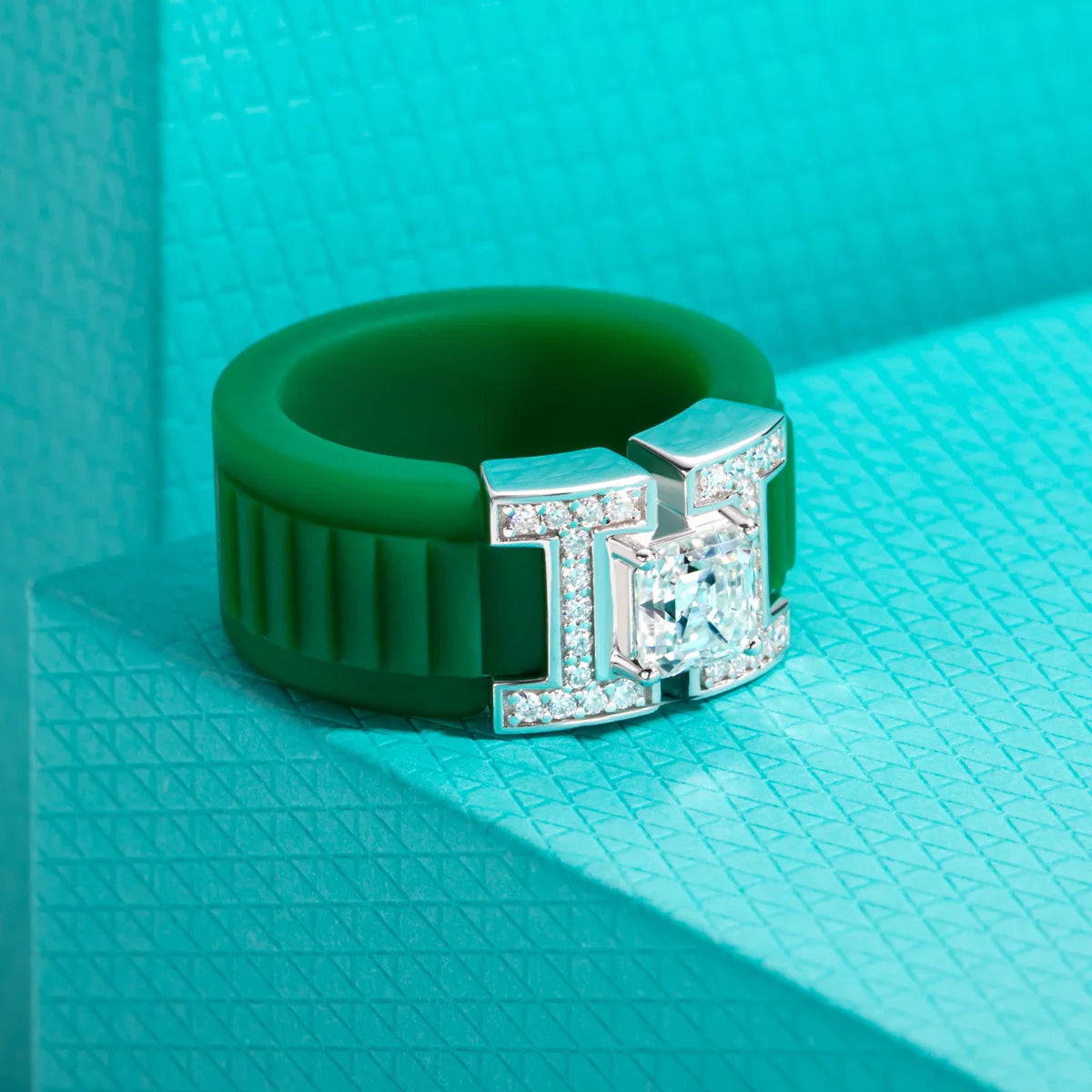 Asscher Cut Moissanite Silicone Ring