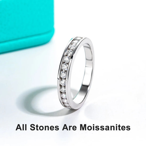 GK Moissanites 2mm Round Cut D Color Moissanite Wedding Band