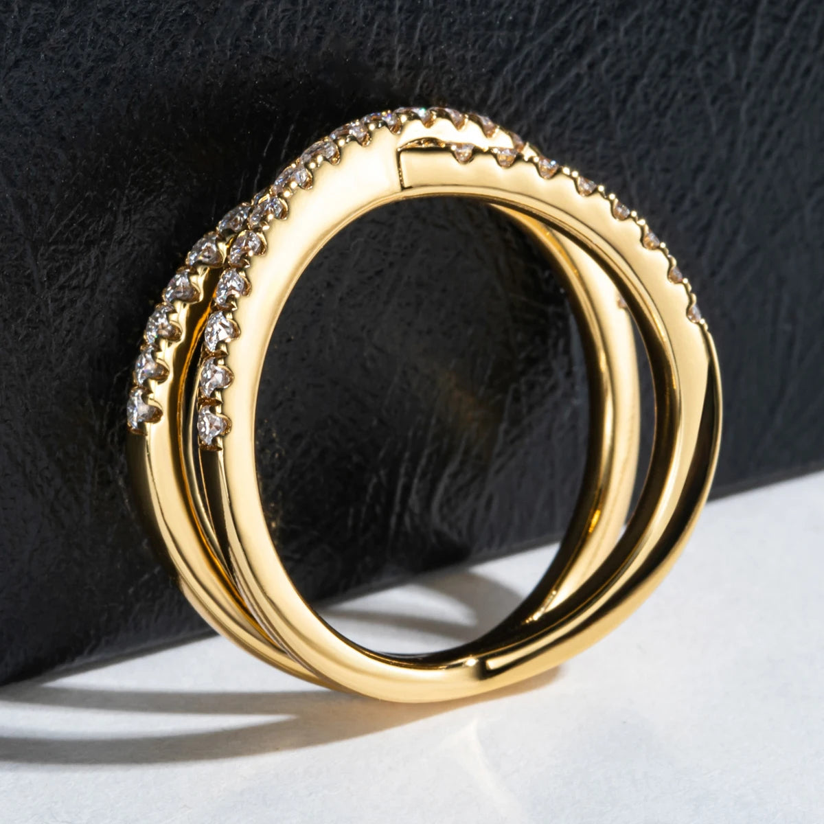 1.5 MM Moissanite X Crossover Wedding Bands