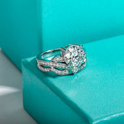 3 CT Brilliant Cut Moissanite Engagement Ring & Set.