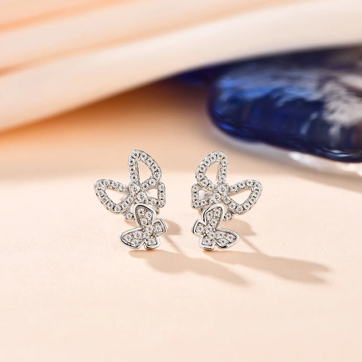 VVS1 D Color Butterfly Moissanite Stud Earrings | S925.