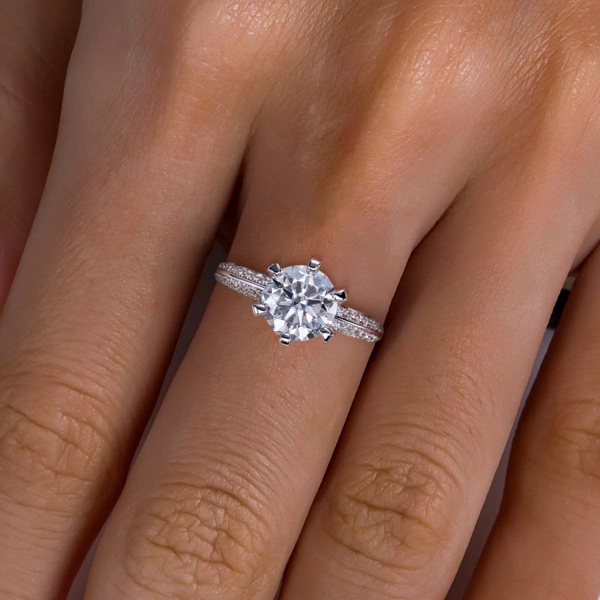 3 CT Round Cut Moissanite Engagement Ring