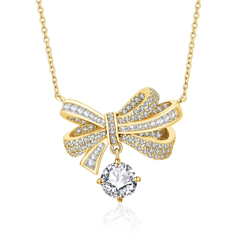 2 CT D Color Round Cut Moissanite Pendant Necklace