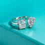 4.5 CTTW D Color Radiant Pear Twins Moissanite Engagement Adjustable Ring.