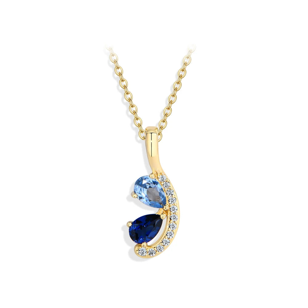 Double Teardrop Sapphire Pendant Necklace