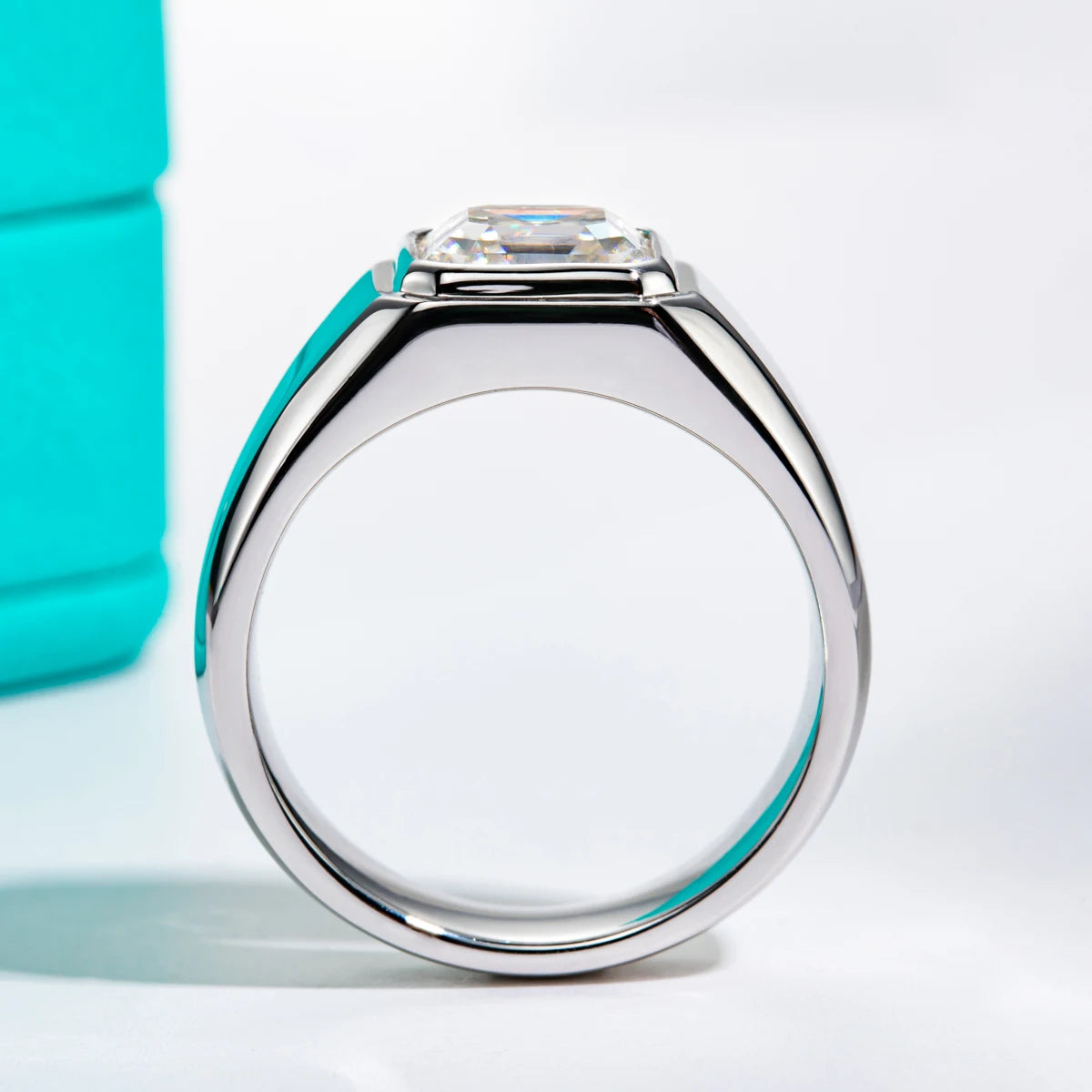 3 CT Asscher Cut Men's Moissanite Engagement Ring