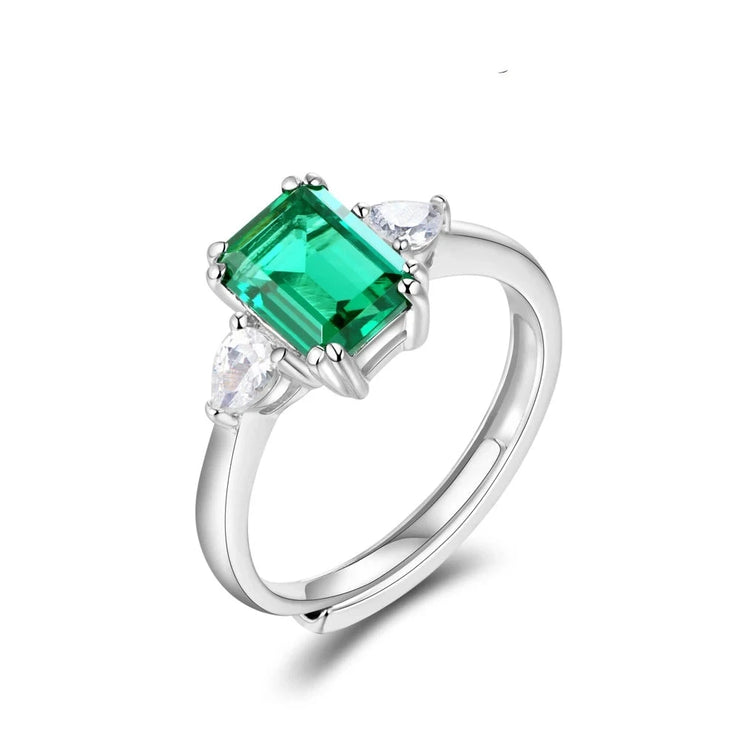 VVS 1 Octagon Cut Emerald Adjustable Ring.