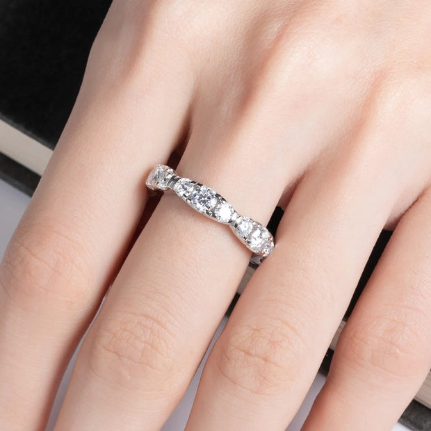 GK Moissanites 3mm/4mm D Color Moissanite Eternity Band Rings