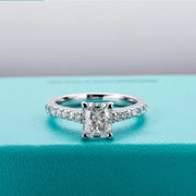 VVS1 D Color 1.5CT Radiant Cut Moissanite Ring.