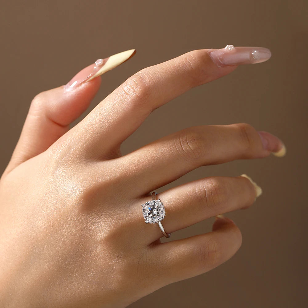3.5 CT Cushion Cut Moissanite Engagement Ring