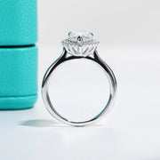 2.6CT Pear Cut D Color Moissanite Halo Engagement Ring.