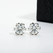 2cttw D Color Moissanite Lotus Stud Earrings.