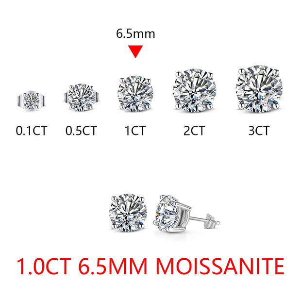 2 Carat VVS1 D Color Stud Earrings | 925 Sterling Silver.