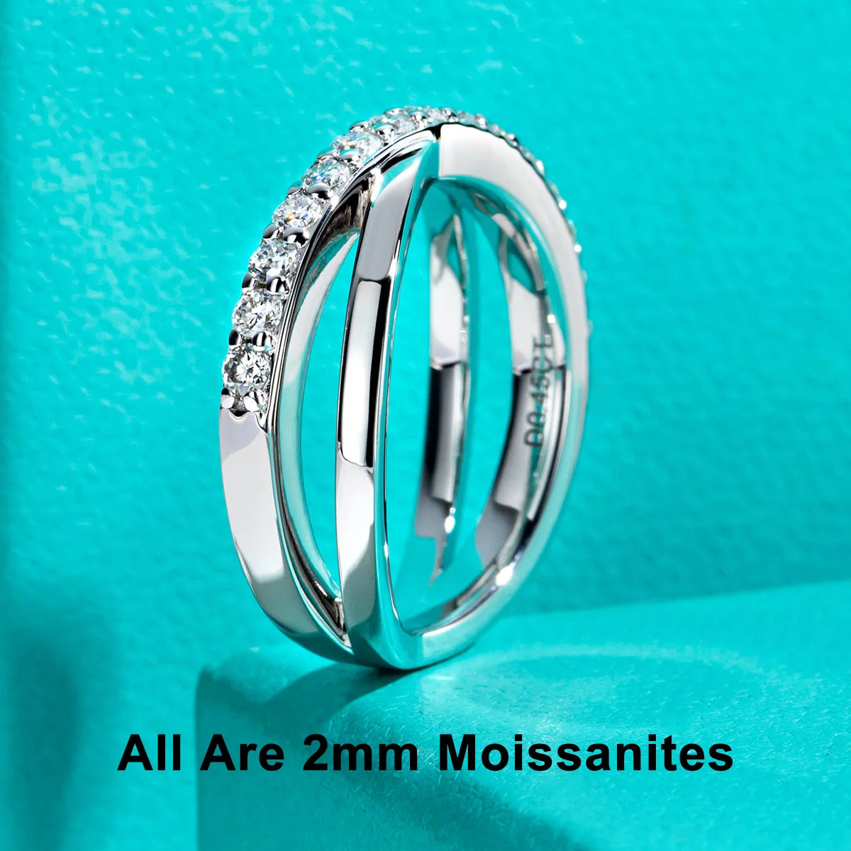 GK Moissanites 2mm D Color Moissanite Cross Band Ring