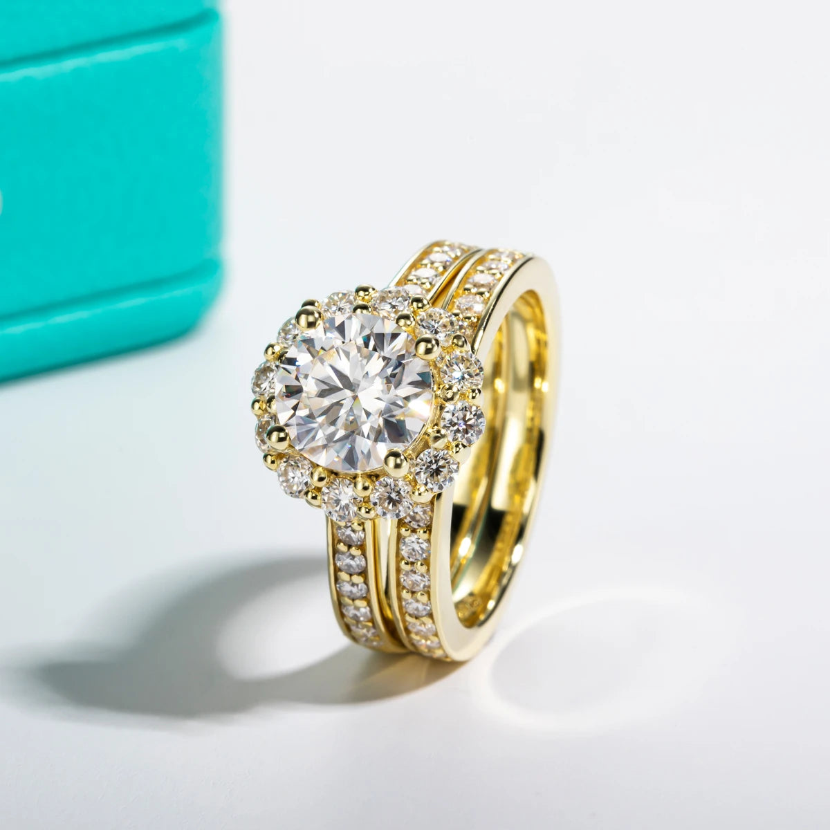 2 CT Round Cut Moissanite Engagement Bridal Ring Set