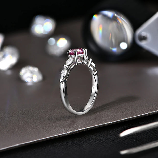 VVS1 D Color 6.5mm Pink Moissanite Ring.