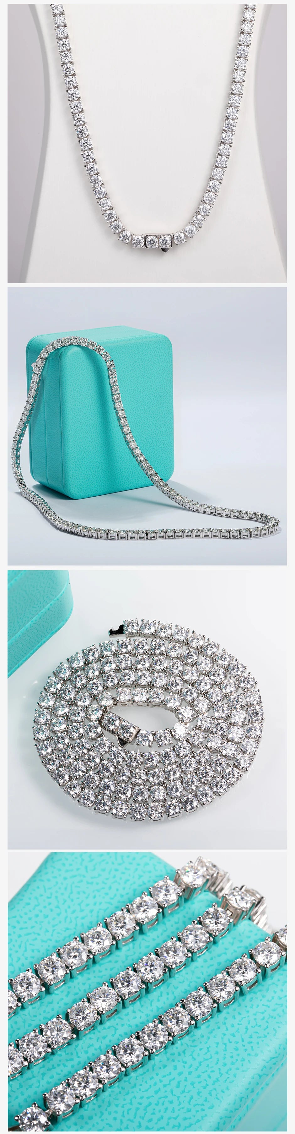 4 MM D Color Moissanite Tennis Necklace