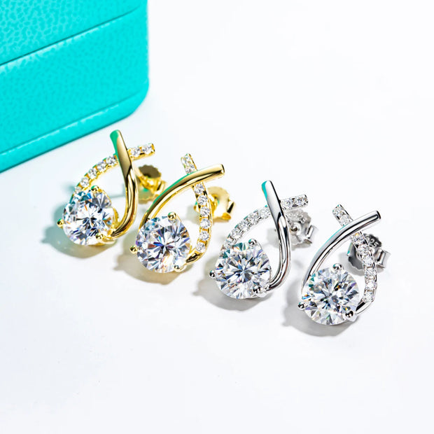 4cttw D Color Moissanite Diamond Stud Earrings.