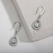 1 Carat Teardrop D Color Moissanite Drop Earrings - 925 Sterling Silver Hook Earrings for Women.