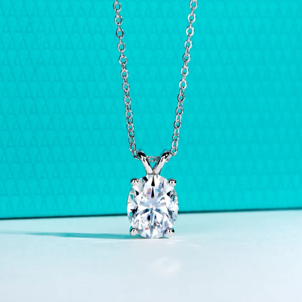 VVS1 D Color Oval Cut Moissanite Pendant Necklace
