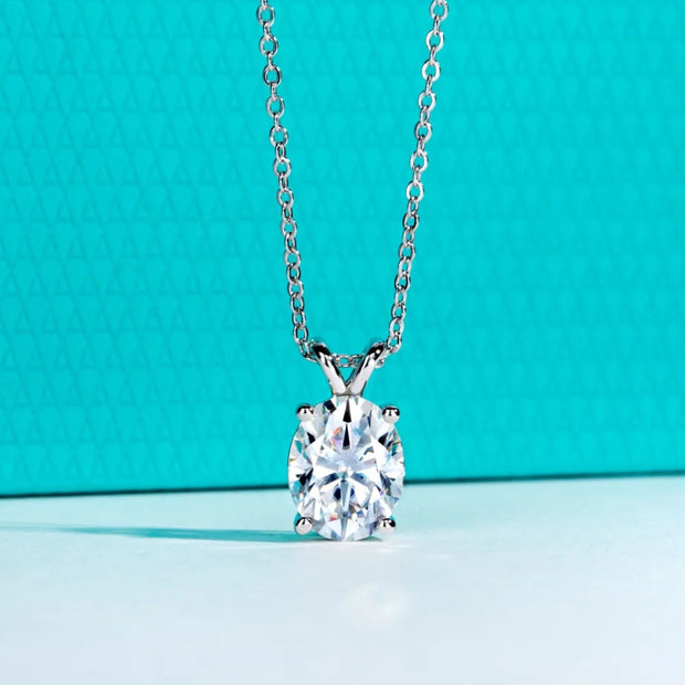 VVS1 D Color Oval Cut Moissanite Pendant Necklace