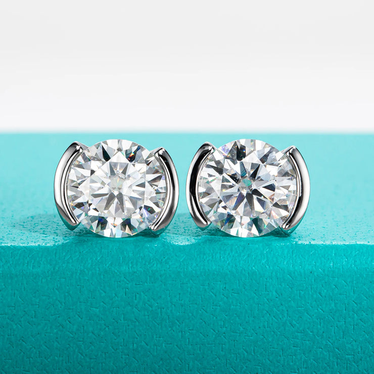 1ct/2ct D Color Oval Shape Moissanite Stud Earrings.