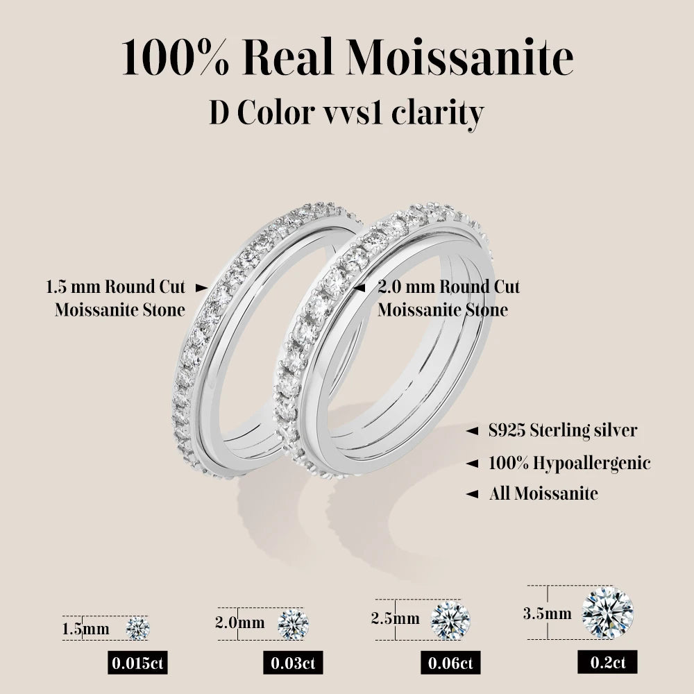 VVS1 Rotating Fidget Moissanite Ring